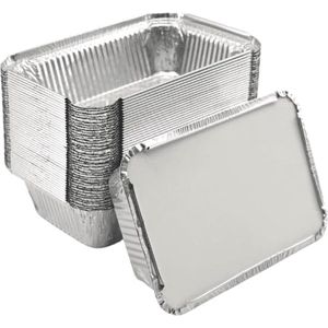 KURTT - Aluminium Bak 845 met deksels - Aluminium bakjes wegwerp - Prep meal - Aluminium Schaal - Horeca - Alubak - Barbecue - Kapsalon - wegwerp bakjes - Aluminium bakjes - 100 stuks