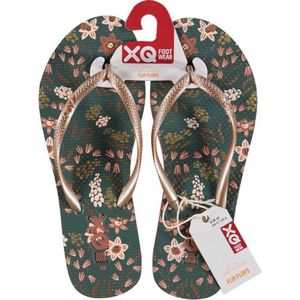 Xq Footwear Teenslippers Dames Polyester Groenblauw Mt 37