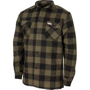 MFH Canadian Woodcutter Jas - over-sized Houthakkersblouse - zware outdoor kwaliteit flanel - legergroen/zwart geruit - MAAT M