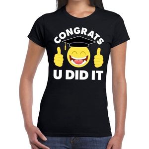 Congrats U did it t-shirt zwart dames - Geslaagd/ afgestudeerd cadeau XXL