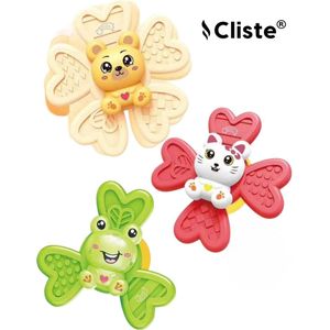 Cliste XL Fidget Toys - Zuignap Spinner Speelgoed - Teddy Kitty en Kikker Fidget spinner - 3 stuks - Sensorisch Speelgoed - Baby - Badspeelgoed - Speelgoed - Badspinner - NIEUW - Kinderen!