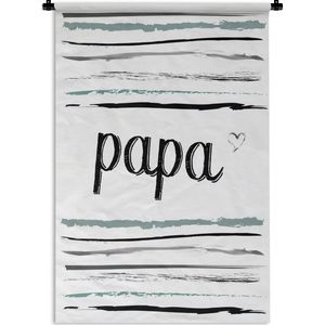 Wandkleed Vaderdag - Vaderdag cadeau voor hem met tekst en strepen - Papa Wandkleed katoen 90x135 cm - Wandtapijt met foto
