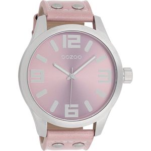 OOZOO Timepieces C1008 - Horloge - 50 mm - Leer - Roze