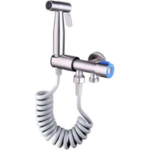 Handbidet-sproeier van roestvrij staal met G1/2 inch ventiel - toiletadapter en persoonlijke hygiëne - huisdierdouche