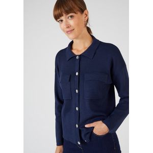 Damart - Effen of gestreepte cardigan, Thermolactyl - Vrouwen - Blauw - L