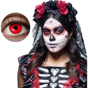 Boland - Maandlenzen UV flash rood Rood - Volwassenen - Halloween en Horror - Halloween contactlenzen - Horror