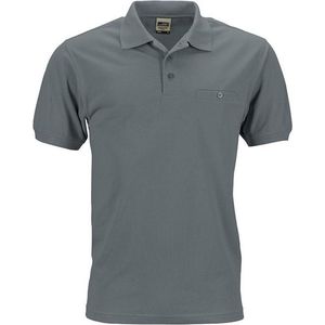 James and Nicholson Heren Werkkleding Polo Pocket Shirt (Donkergrijs)