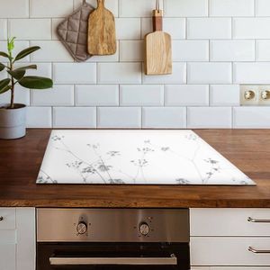 Inductiebeschermer schaduw van kruid | 90 x 52 cm | Keukendecoratie | Bescherm mat | Inductie afdekplaat