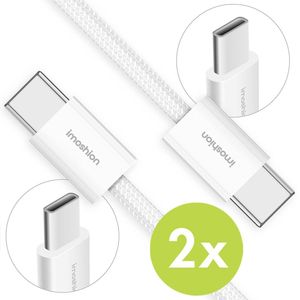 imoshion Kabel Duopack - USB C naar USB C Kabel - 2 meter - USB-C Oplader Kabel - Geschikt voor o.a. Apple iPhone 15/16 en Samsung - Wit