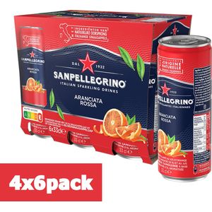 San Pellegrino - Frisdrank blikjes - Aranciata Rossa - met natuurlijke ingrediënten - 4 x 6 (33cl ) - 24 stuks - Voordeelverpakking