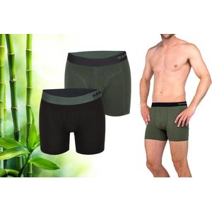 Bamboo - Boxershort Heren - Bamboe - 2 Stuks - Groen/Zwart - M - Ondergoed Heren - Heren Ondergoed - Boxer - Bamboe Boxershorts Voor Mannen