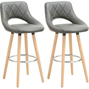 Rootz Set van 2 barkrukken - Tegenstoelen - Hoge stoelen - Comfortabele zitplaatsen - Ergonomisch ontwerp - Stijlvol en veelzijdig - Hout en kunstleer - 96 cm x 43 cm x 40 cm