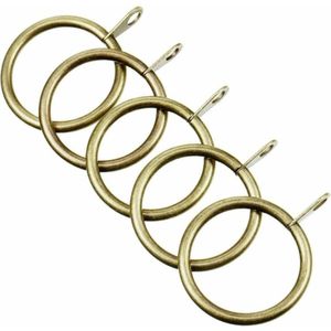 FSW-Products - 6 Stuks - Gordijnringen - 3cm dia - Messing - Metaal - Douchegordijn - Ringen voor Gordijnen - Ring - Gordijnhaken - Haken - Gordijn - RVS - Douchegordijnringen