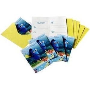 Finding Dory Uitnodigingen inclusief enveloppe (6 stuks) Feest Disney kinder