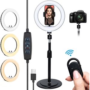 LURK® Ringlamp set 8 inch LED - Met statief | Smartphone houder & microfoon | Universeel & verstelbaar | Selfie Ringlight voor Telefoon | Ring Light | Geschikt voor Iphone & Samsung