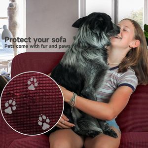 Stretch Bankhoes 4 Zits, Elastische Bankhoezen Voor Woonkamer, Universele Rekbare Armsteun Sofahoes, Krasbestendig Meubelhoes Voor Bank, Bordeaux