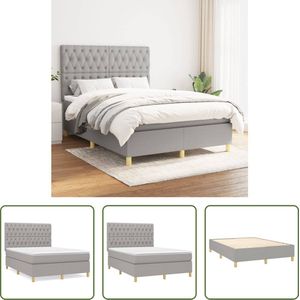 The Living Store Boxspringbed Lichtgrijs 203x144cm - Pocketvering - Middelhard