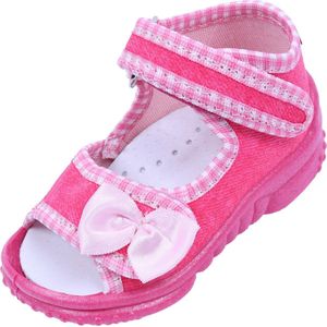 LEMIGO - Roze klittenbandsandalen met strik