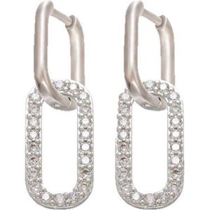 Jobo By JET – Diamond Double oorbellen – Zilver met diamanten - Set oorbellen