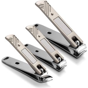 3-delige Nagelknipper Set - Roestvrijstalen teennagelknipper en vingernagelknipper - recht mes - gebogen mes - schuin mes - pedicure - manicure - mannen - vrouwen Nagelknipper