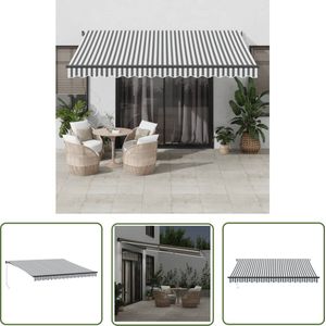 The Living Store Luifel handmatig uittrekbaar en LED 400x300 cm antraciet en wit - Luifel - Terrasoverkapping - Zonnescherm - Buitenaanrecht - Loungehoek