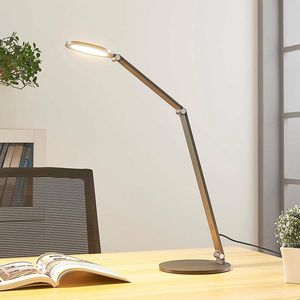 Lucande - LED bureaulamp- met dimmer - 1licht - aluminium - H: 41 cm - grijs - Inclusief lichtbron
