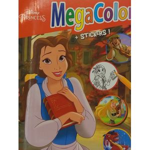 MegaColor Disney kleur- en stickerboek - Disney princes - Extra dik! - kleurboek met 25 stickers - +/- 130 kleurplaten - knutselen voor kinderen - knutselen voor meisjes - knutselen voor jongens - kado - cadeau - verjaardag