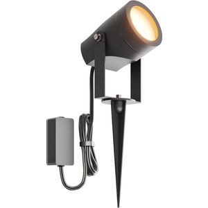 Ledvion - LED Prikspots, Zwart, IP44, 1W, 3000K, 1M Kabel, Tuinspots Buiten