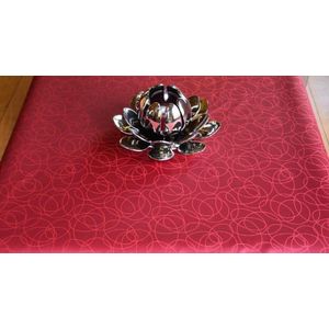 Jacquard Geweven Gecoat Luxe Tafellaken - Tafelzeil - Tafelkleed – Bordeaux - Rood - Cirkels - Rechthoekig - 140 cm x 240 cm