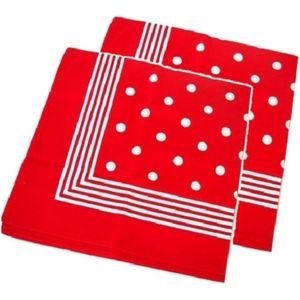 2x stuks rode boeren zakdoek verkleedkleding voor cowboys/boeren - Nek accessoires 55 cm
