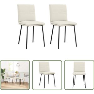 The Living Store Eetkamerstoelen 2 st fluweel crèmekleurig - Eetzitcomfort - Eetkamerstoel - Fluweel Stoel - Luxe Stoel - Creme Kleur
