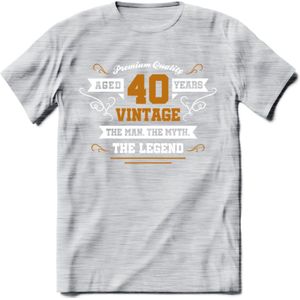 40 Jaar Legend T-Shirt | Goud - Wit | Grappig Verjaardag en Feest Cadeau Shirt | Dames - Heren - Unisex | Tshirt Kleding Kado | - Licht Grijs - Gemaleerd - 3XL