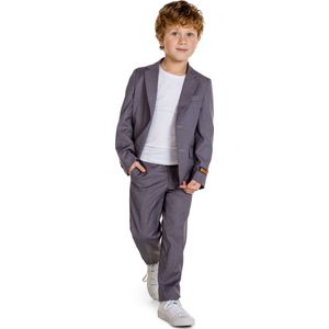 OppoSuits Daily Dark Grey - Casual Jongens Pak - Voor Bruiloften, Schoolfeesten en Casual Chic - Inclusief Pantalon en Blazer - Grijs - Maat: EU 98/104 - 4 Jaar