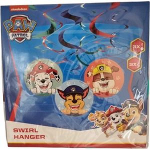 Spiraal hanger Paw Patrol - Blauw - 3 spiraalhangers - Slinger - Feestversiering - Verjaardag