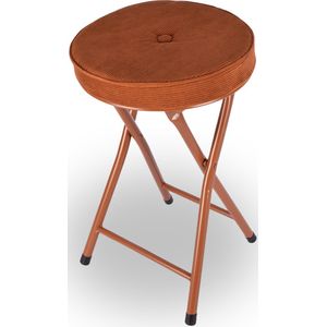 Klapstoel met zithoogte van 45 cm Vouwstoel velvet zitvlak - stoel - tafelstoel- RIBCORD - tafelstoel - klapstoel - Velvet klapstoel - Luxe klapstoel - Met kussentjes - FLUWEEL- Stoelen - Klapstoelen - Stoeltje - Premium chair - Cognac