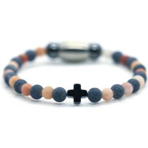 Jongens armband oranje zwart 4mm - Ibizamen KIDS