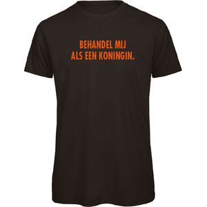 Koningsdag t-shirt zwart 3XL - Behandel mij als een koningin - soBAD. | Oranje shirt dames | Oranje shirt heren | Koningsdag | Oranje collectie