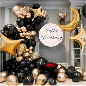 Luxe ballonnen boog - Ballonnen pakket - Goud - Zwart - Ster - Maan - Thema feest