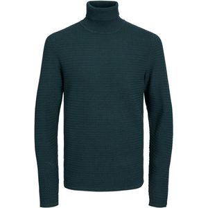 JACK & JONES Miguel knit roll neck slim fit - heren pullover katoen met col - groen - Maat: XL