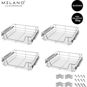 Milano Luxurious®- Schuiflades keukenkast – Lade Organizer – Draadmanden – Opberger - Opbergsysteem – 50 cm – 10 stuks