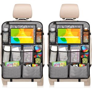 2 stuks rugleuningbescherming auto kinderen autostoel organizer waterdichte Oxford achterbank organizer met 10 vakken auto rugleuningbescherming met tablet en telefoon opslag, zwart