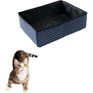 Opvouwbaar kattentoilet, draagbare kattenbak voor katten, waterdicht, duurzaam, eenvoudig te reinigen, geschikt voor reizen, buiten, thuis, blauw, 40 x 30 cm