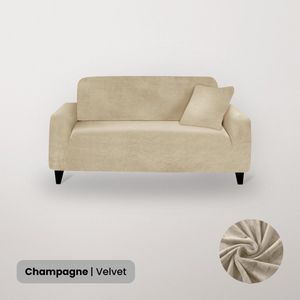 BankhoesDiscounter Velvet Voorgevormde Bankhoes – M1 (80-130cm) – Champagne – Sofa Cover – Bankbeschermer – Bankhoes Stretch