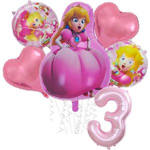 Super Mario Prinses Peach set - 73x52cm - Folie Ballon - princess peach - Themafeest - 3 jaar - Verjaardag - Ballonnen - Versiering - Helium ballon