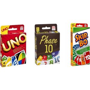 Spellenbundel - 3 Stuks - Uno & Phase 10 & Skip-Bo