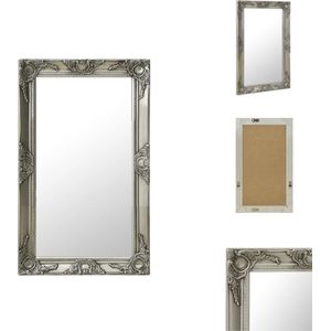 vidaXL Wandspiegel Barok - Zilver - 50 x 80 cm - Hout en glas - Spiegel