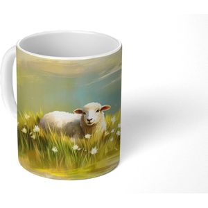 Mok - Koffiemok - Schaap - Weide - Groen - Mokken - 350 ML - Beker - Koffiemokken - Theemok