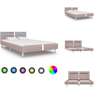 vidaXL Bedframe - Bedframes - Bed - Bedden - Bedframe met LED kunstleer cappuccino 120x200 cm