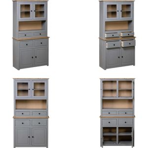 vidaXL Hoge kast Panama Range 93x40-5x180 cm massief grenenhout grijs - Hoge Kast - Hoge Kasten - Kast - Kasten