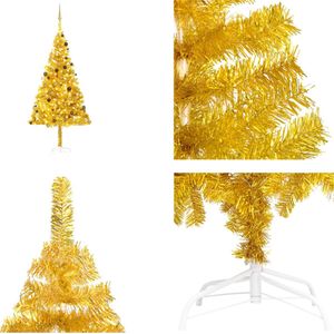 vidaXL Kunstkerstboom met LED's en kerstballen 240 cm PET goudkleurig - Kunstkerstboom - Kunstkerstbomen - Kerstboom - Kerstdecoratie